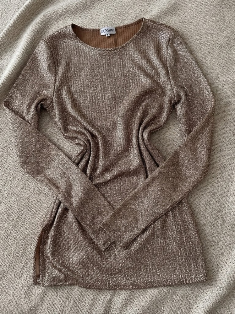 Metallic Brown Long-Sleeve Women's Sweater